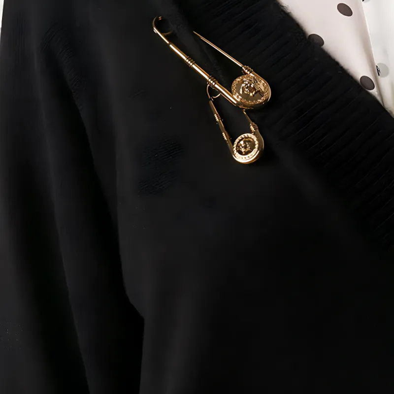 VERSACE Safety Pin Knitted Dress 'Black'-4