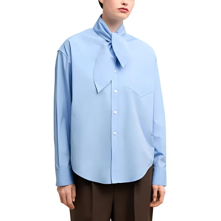 AMIPARIS Scarf collar Cotton Shirt-4