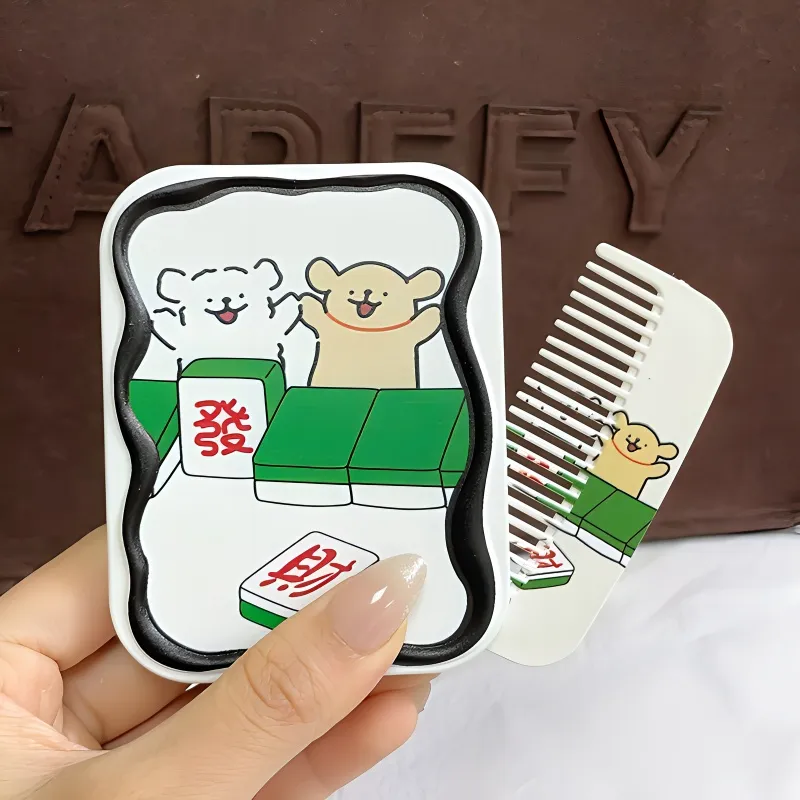 Love Of Wormwood Mahjong Foldable Mirror Pocket Makeup Mirror Creative Portable Practical-1