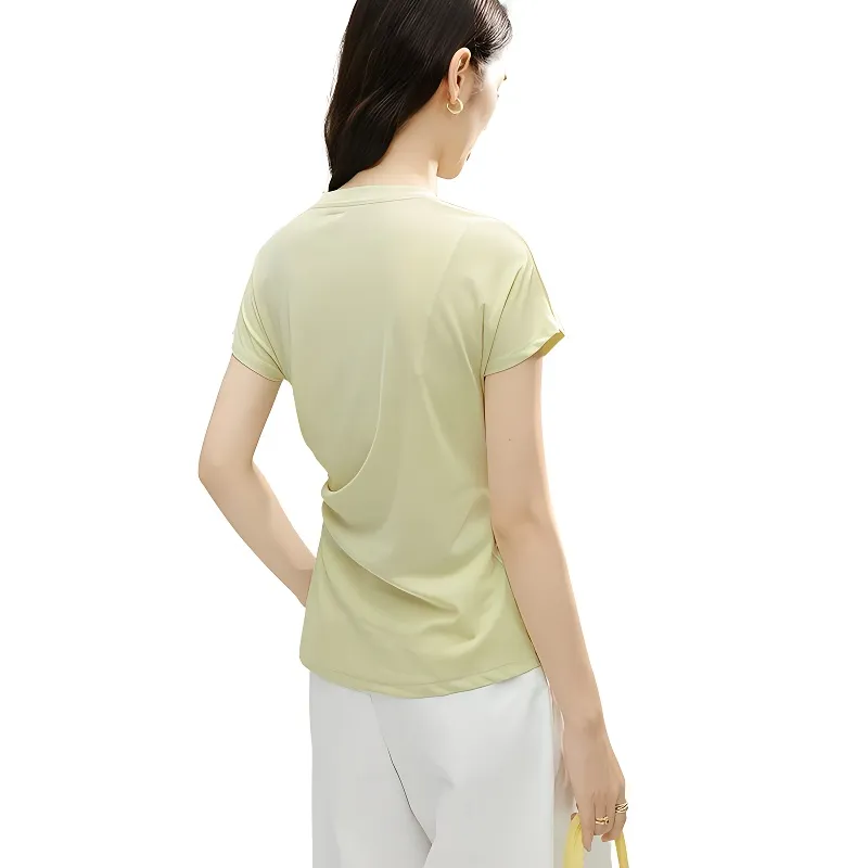 Late White T Shirt Women's Yellow Cream-3