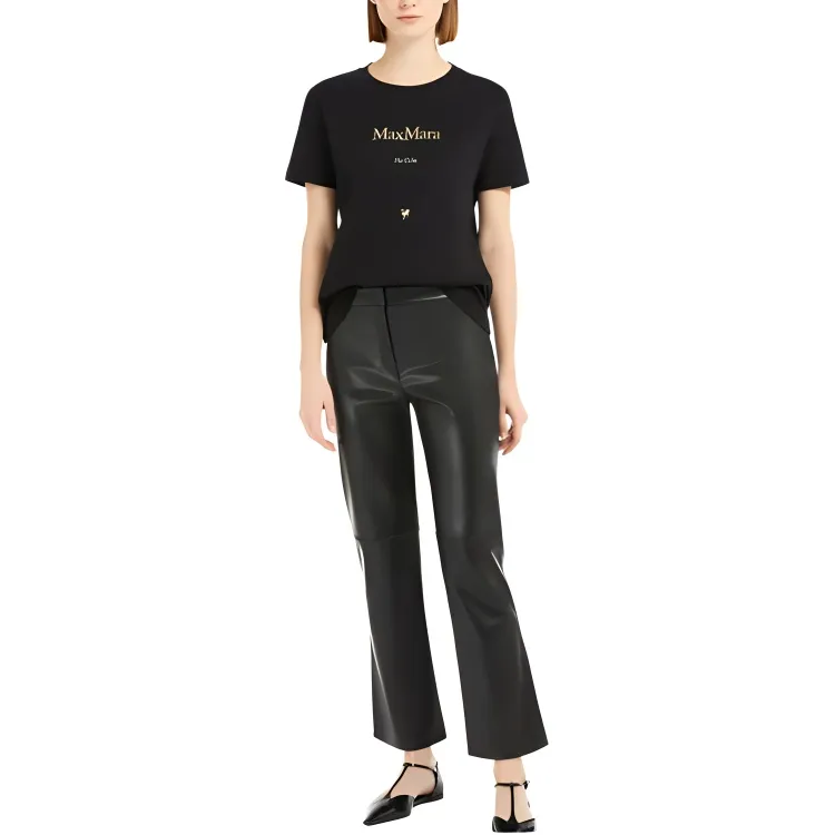 'S MAX MARA Quieto Logo Printed Crewneck T Shirt-3