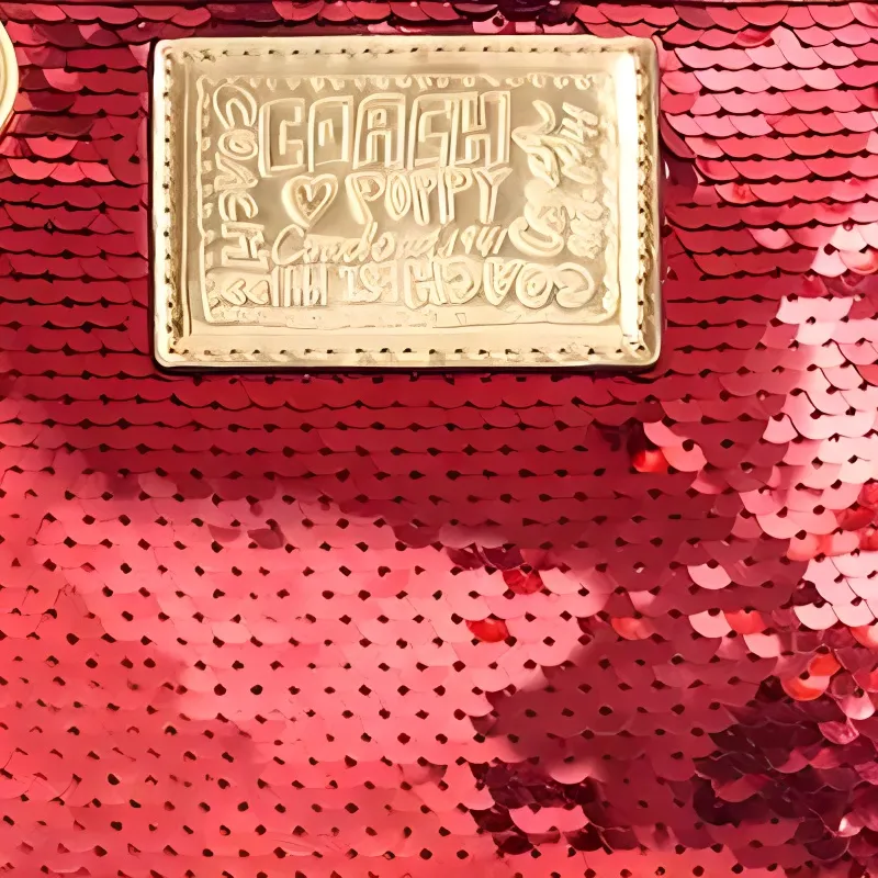 COACH POPPY Cotton Shoulder Bag Small Size Women's Red-2
