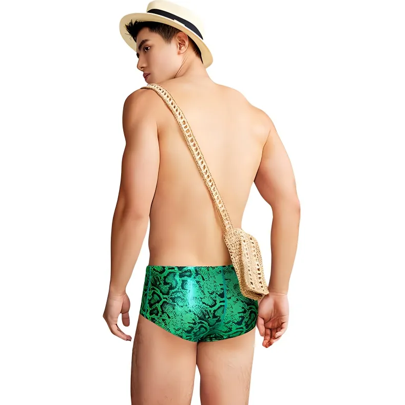 BALNEAIRE Swimming Shorts Men's Green Python-2