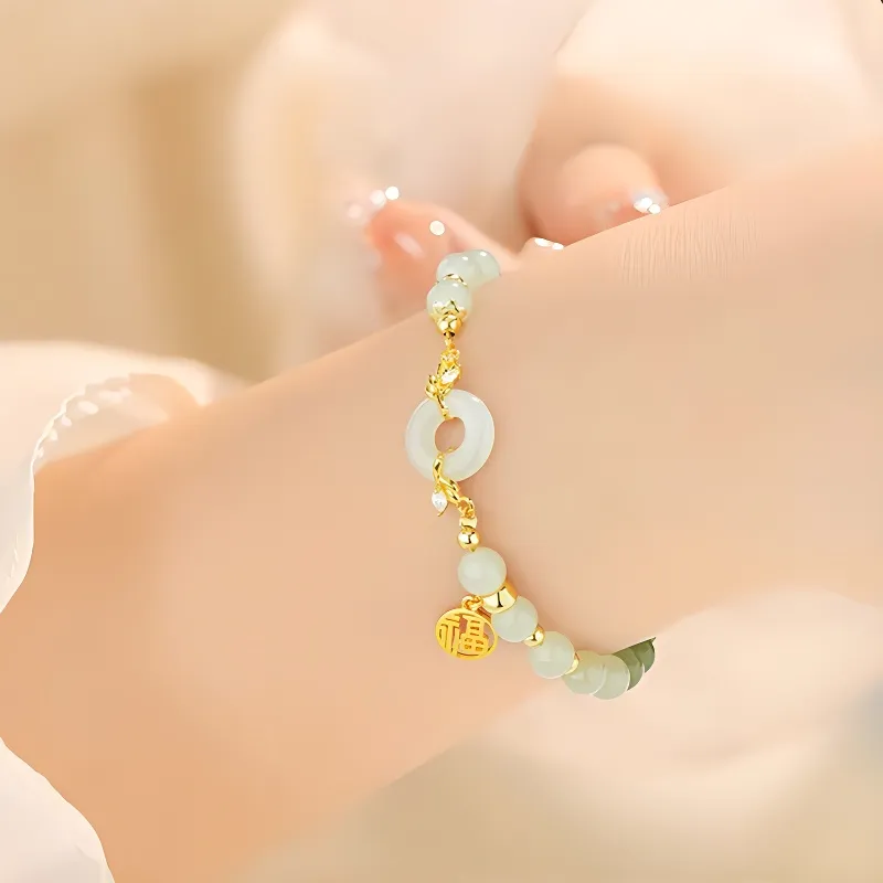 Strange Snow Bracelets Pale Greenish White Jade Women's-4