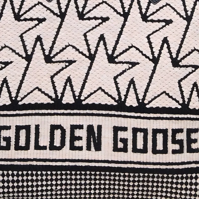 Golden Goose Cotton Tote Bag Shopping Bag Handbag Shoulder Bag Women's Black/White-3