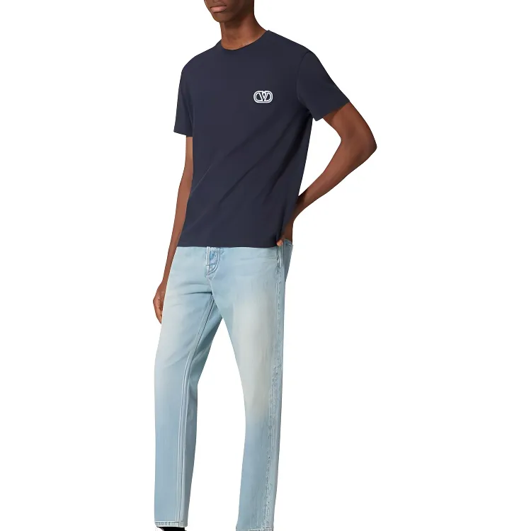 Valentino Vlogo Signature Cotton T Shirt T Shirt Men's Blue-4