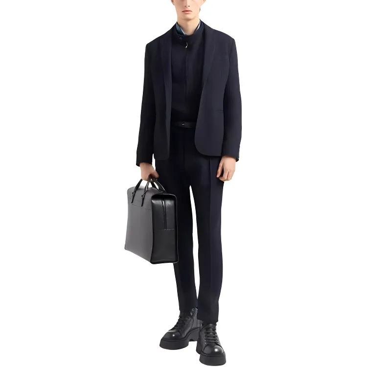 EMPORIO ARMANI Single breasted Jacket In A 3D effect Virgin wool Stretch Jersey Knit-1