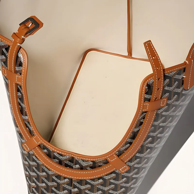 GOYARD Chien Gris Canvas With Leather Pet Bag Unisex Black/Brown-2
