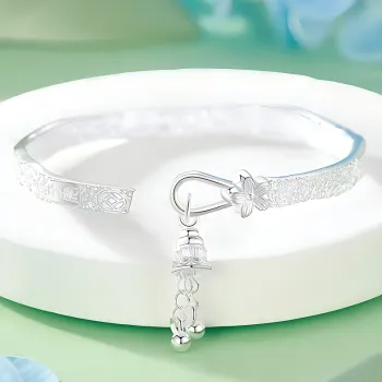 Bear Silversmith 999 Fine Silver Sterling Silver Bangle Women's