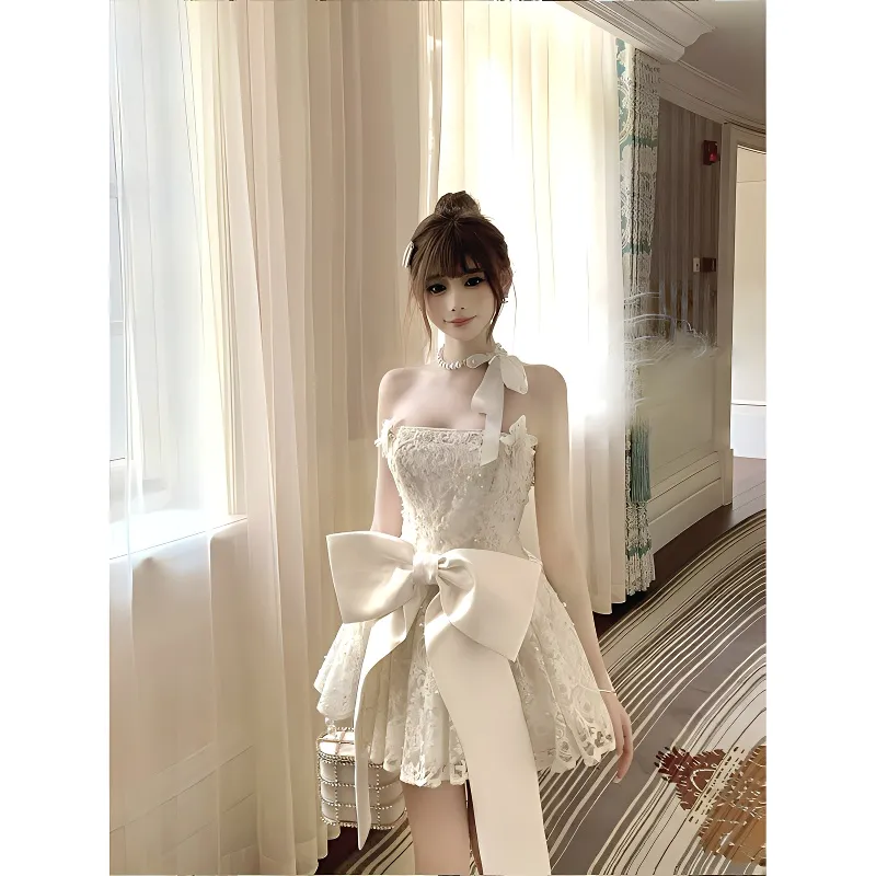 PUREIDOL Slip Dresses Women's Dress With Bowknot-6