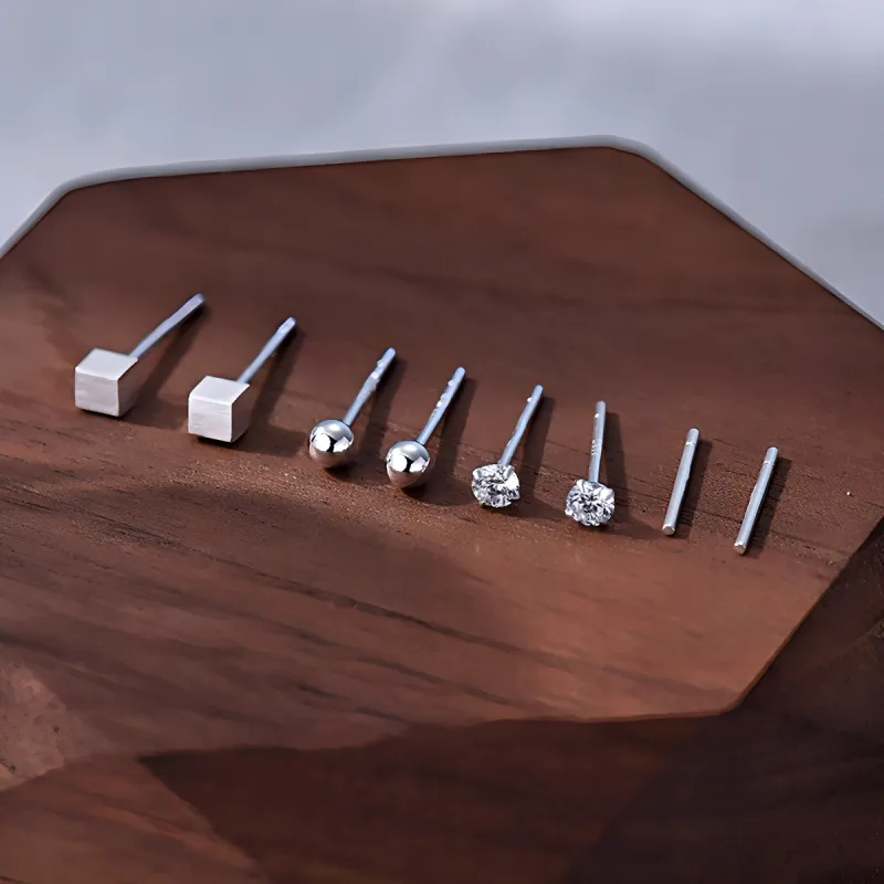 Nine Music 999 Fine Silver Stud Earrings Women's-7