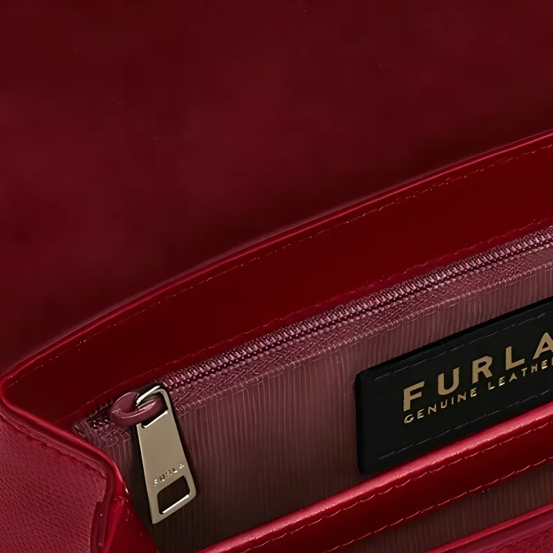 Furla Cow Leather Handbag Small Size Women's Burgundy-3