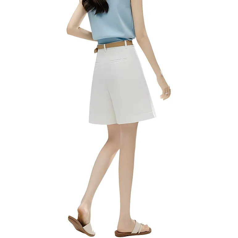 Late White Casual Shorts Women's-3