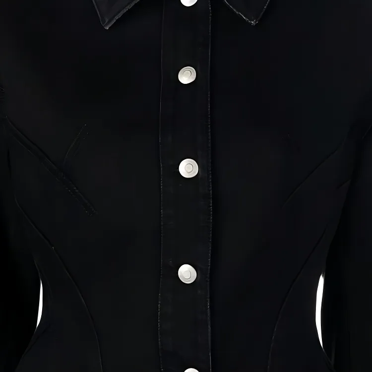 Alexander McQueen Button Up Peplum Denim Jacket-4