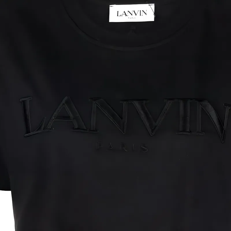 Lanvin Paris Embroidered Cropped Tee 'Black'-4