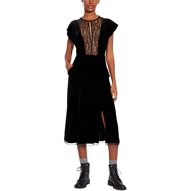 COACH FW21 Short Sleeved Dress Women's Black-1