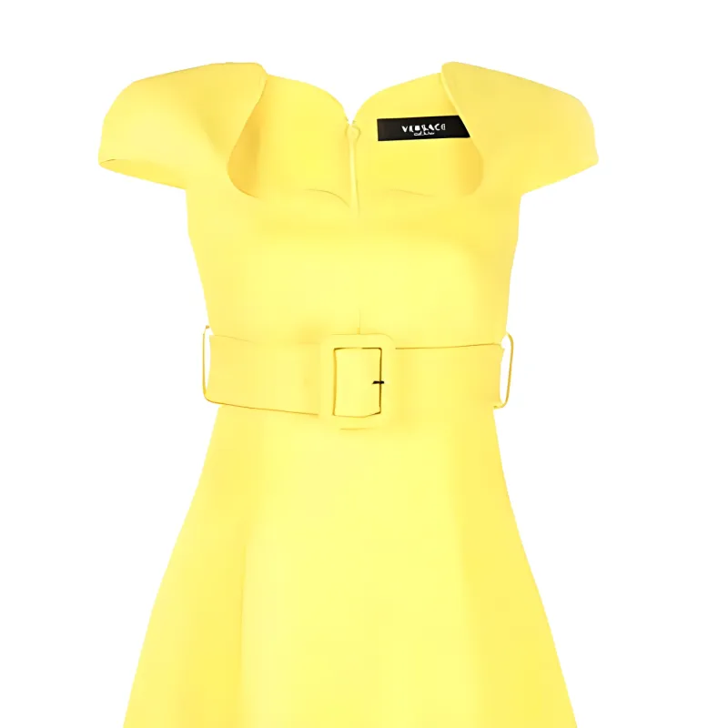 VERSACE Satin Mini Dress 'Yellow'-1