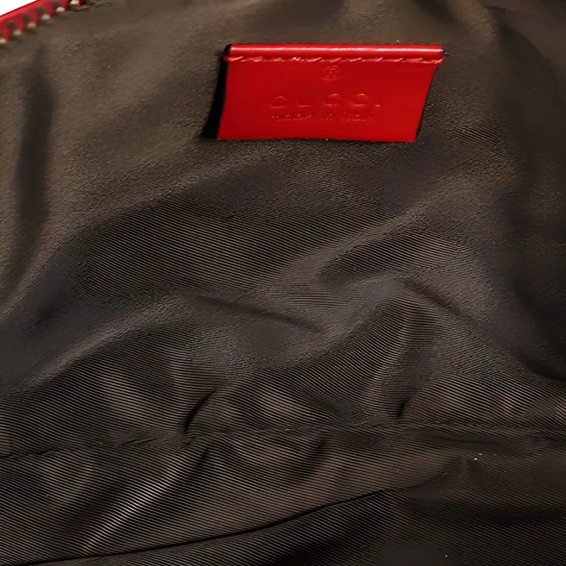 GUCCI Marmont Leather Clutch Makeup Bag Women's Red-4