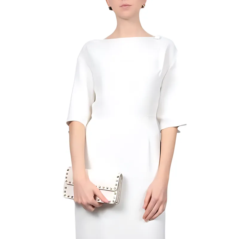 Valentino Short Sleeved Dress Women's White-3