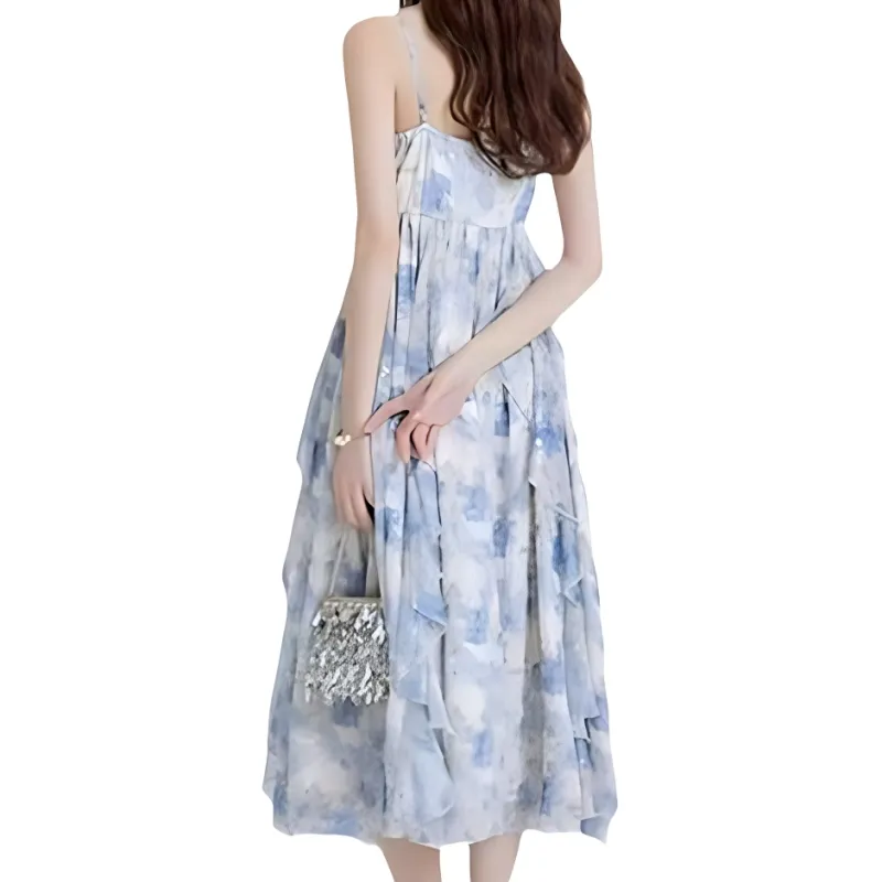 The Temptation Of The Muse Slip Dress Women's Blue Floral-3