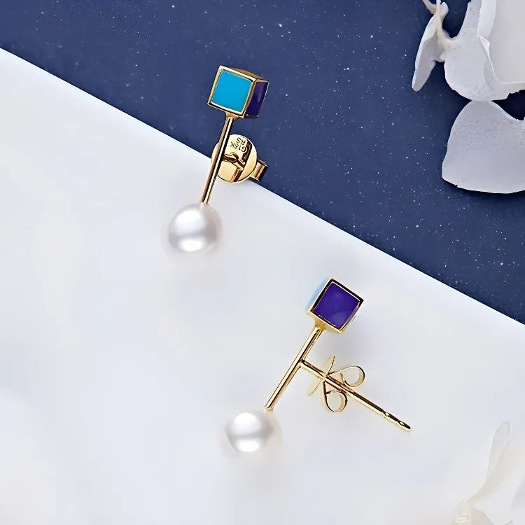 Andaozi Pearl Stud Earrings Women's-1