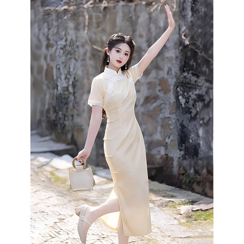 Mu Xiao Xin Cheongsams Women's Yellow-3