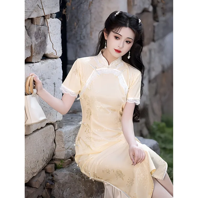 Mu Xiao Xin Cheongsams Women's Yellow-1