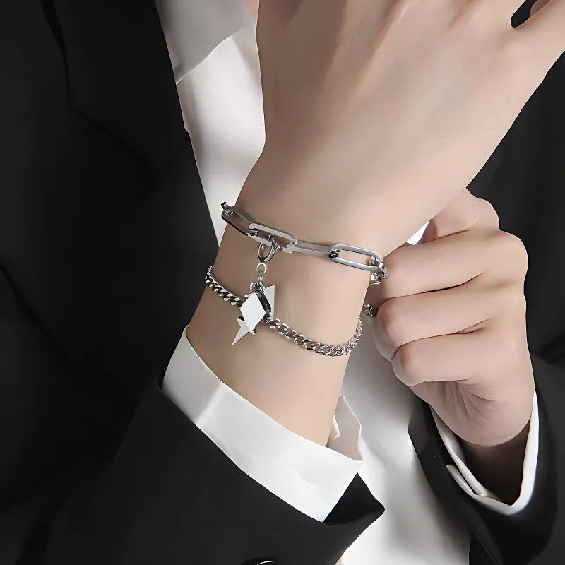 MAGICPOLE Titanium Steel Bracelets Unisex Silver-10