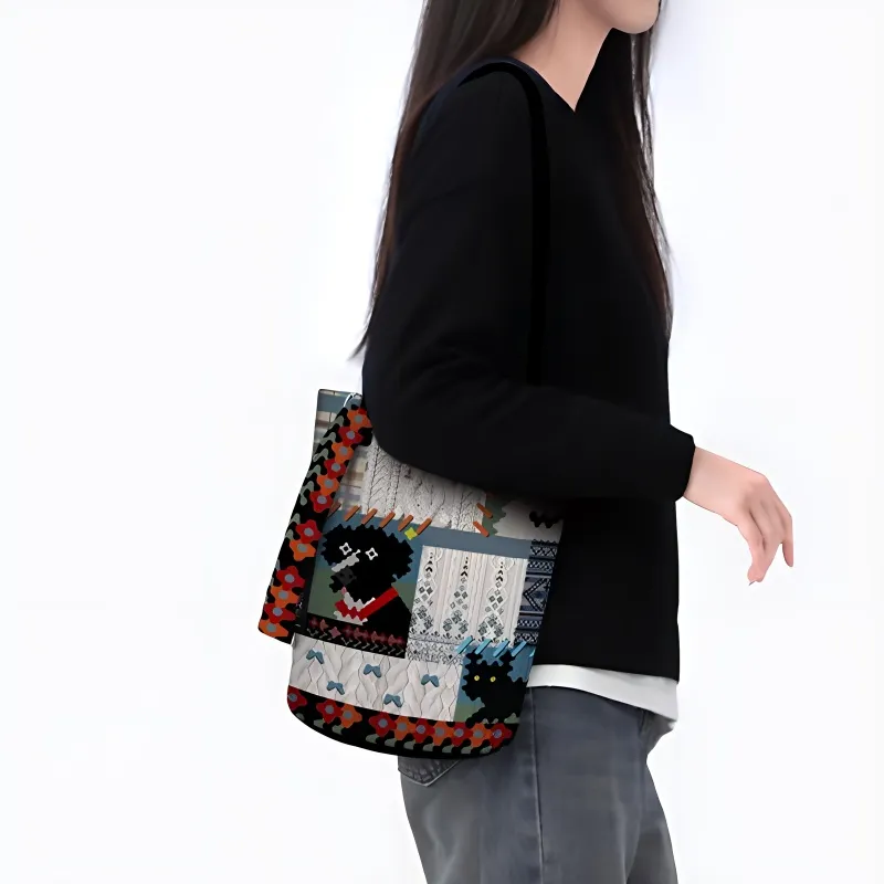 AOSONG Suede Technology Fabric Shoulder Bag Unisex Black/Blue/Gray-1