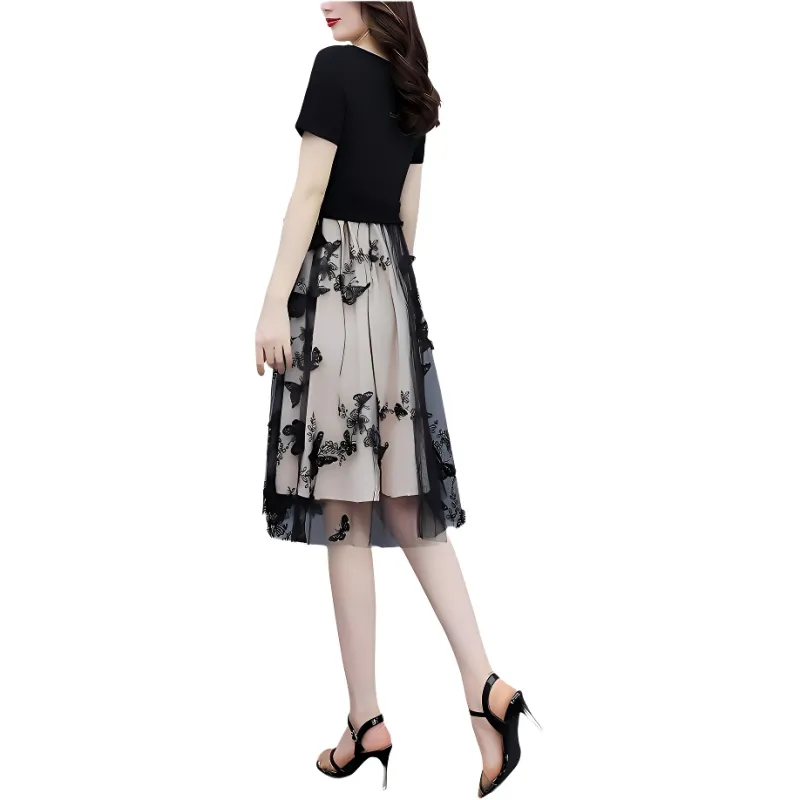 Flowers In Water Short Sleeved Dress Women's-0