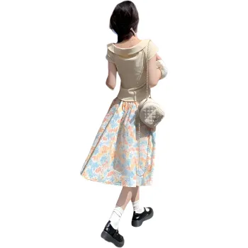 Garbege Two Piece Skirt Sets Women's Yellow T Cream Blue Clothing Sets