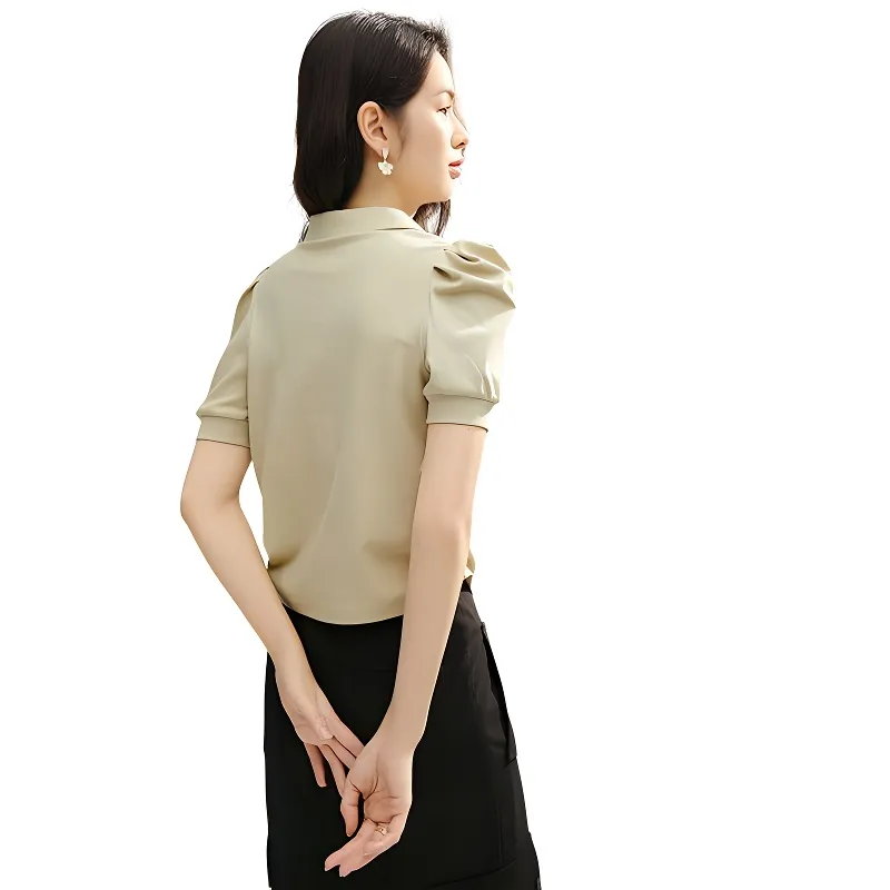 Late White Puff Sleeve T Shirt Women's-7