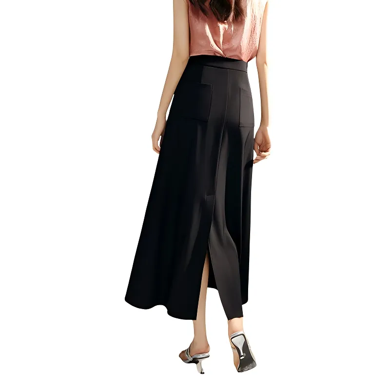 Late White Casual Long Skirt Women's-3