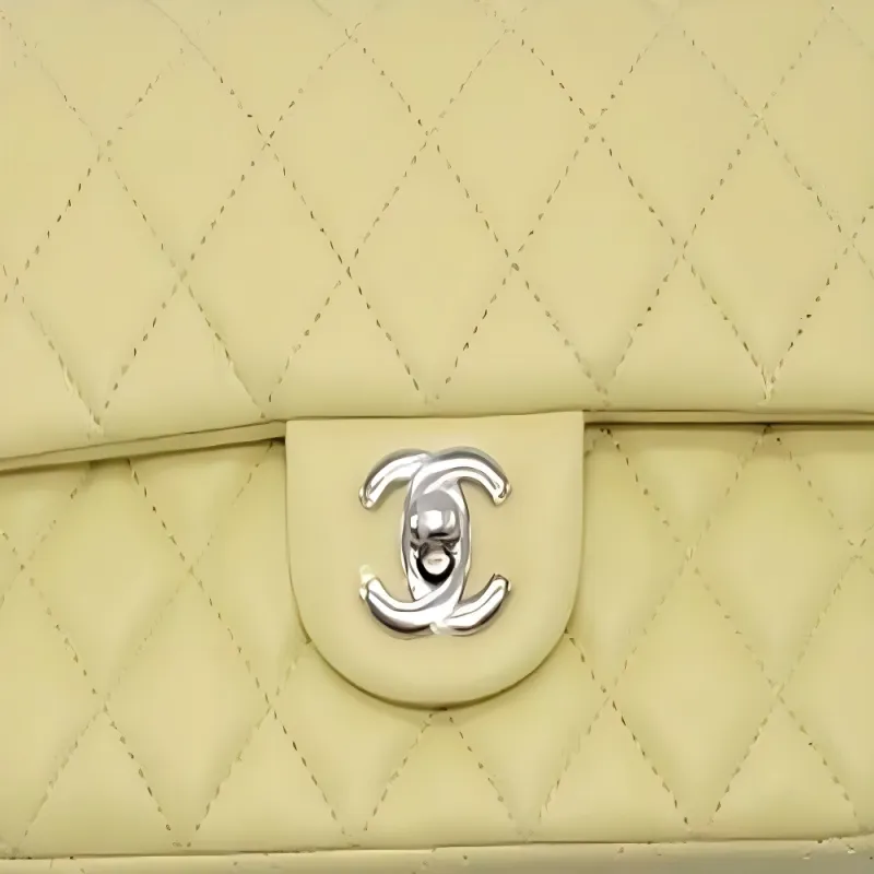 CHANEL Lambskin Shoulder Bag, Crossbody Bag Mini Women's Yellow-2
