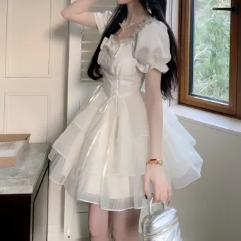 Si Bei'er Short Sleeved Dresses Women's Apricot