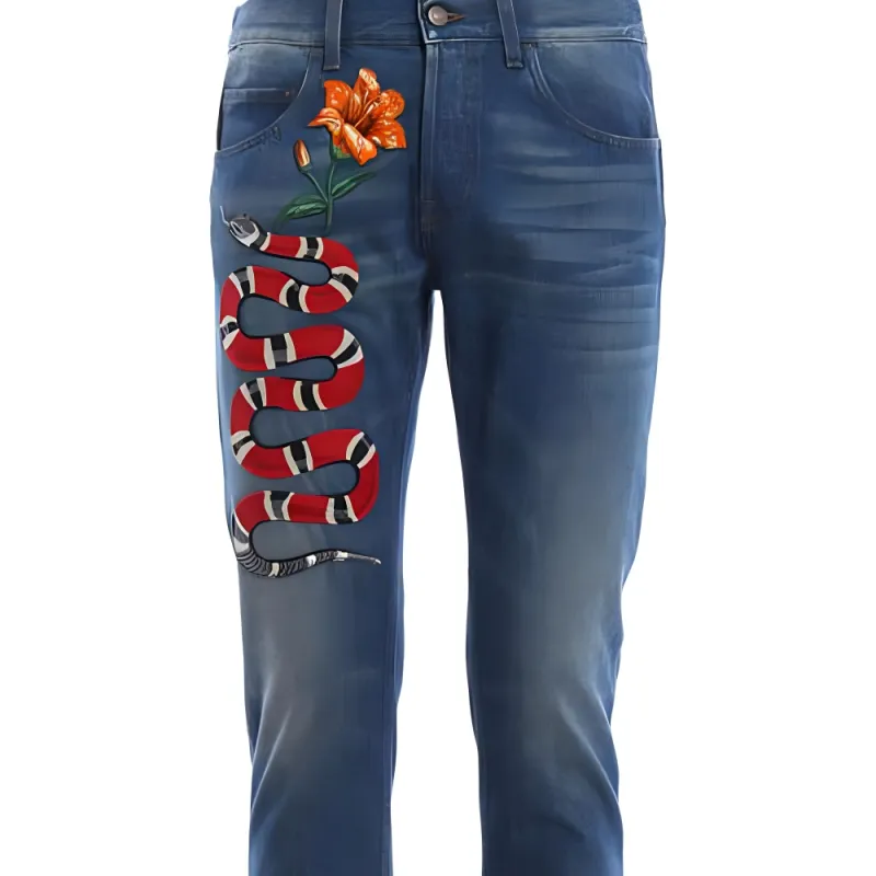 GUCCI Jeans Men Blue-5