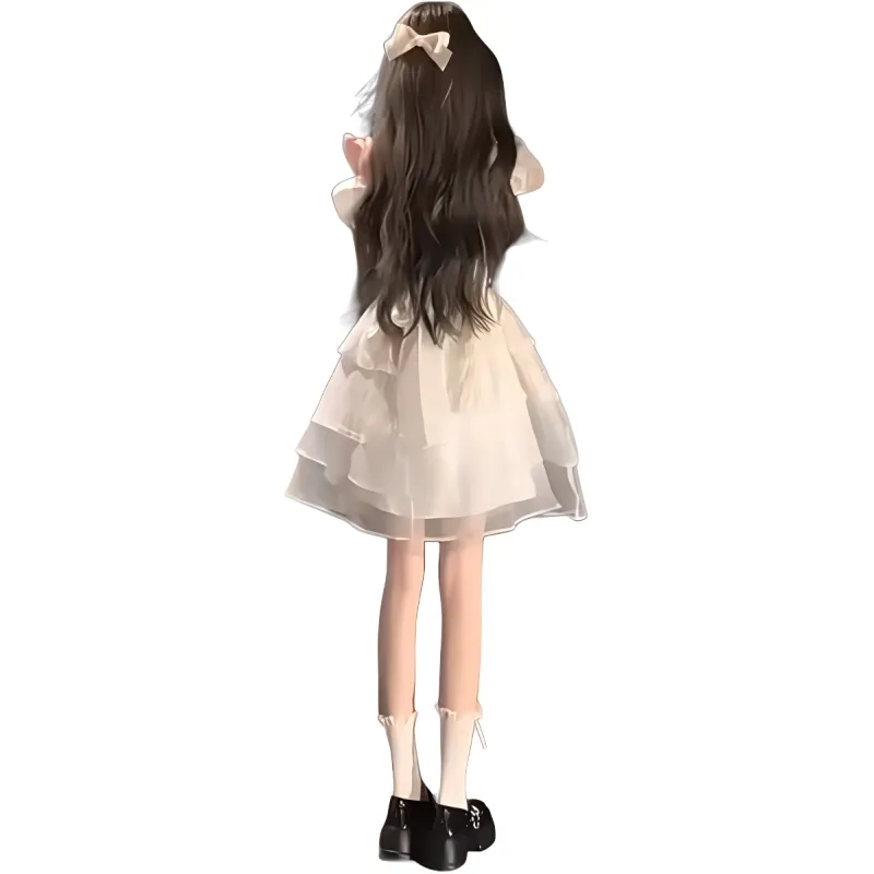 Mu Xiao Xin Short Sleeved Dress Women's Light Apricot-1