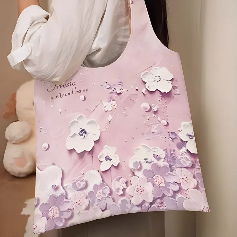 AOSONG Suede Technology Fabric Tote Bag, Shoulder Bag Regular Unisex Pink-4