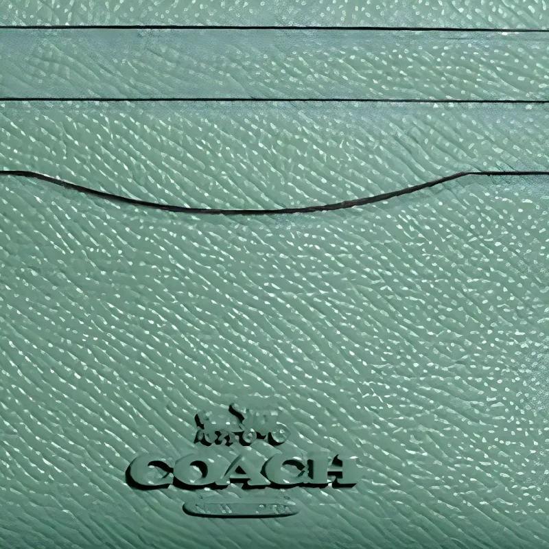 COACH Card Case Artificial Leather Card Holder Document Bag Card Holder Women's Green-2