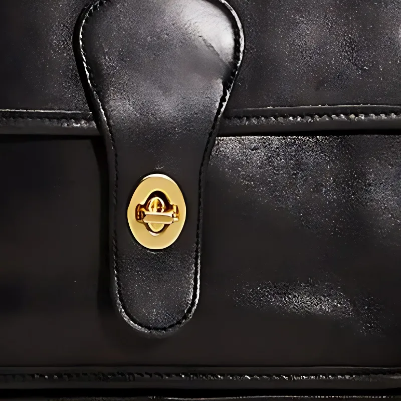 COACH Legacy Leather Marine Square Bag Shoulder Bag Crossbody Bag Handbag Large Size Women's Black-3