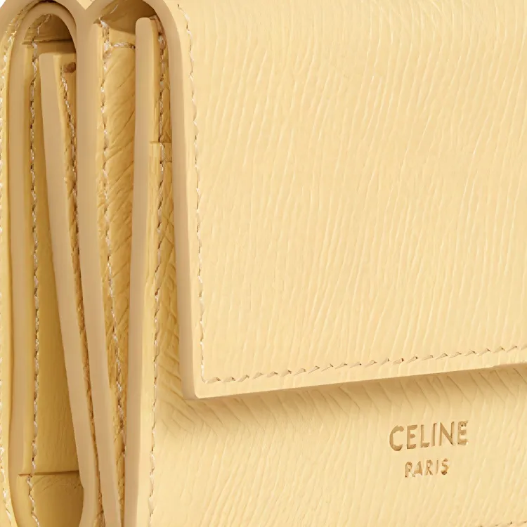 CELINE Grain Calfskin Wallet Women's Chick Yellow-4