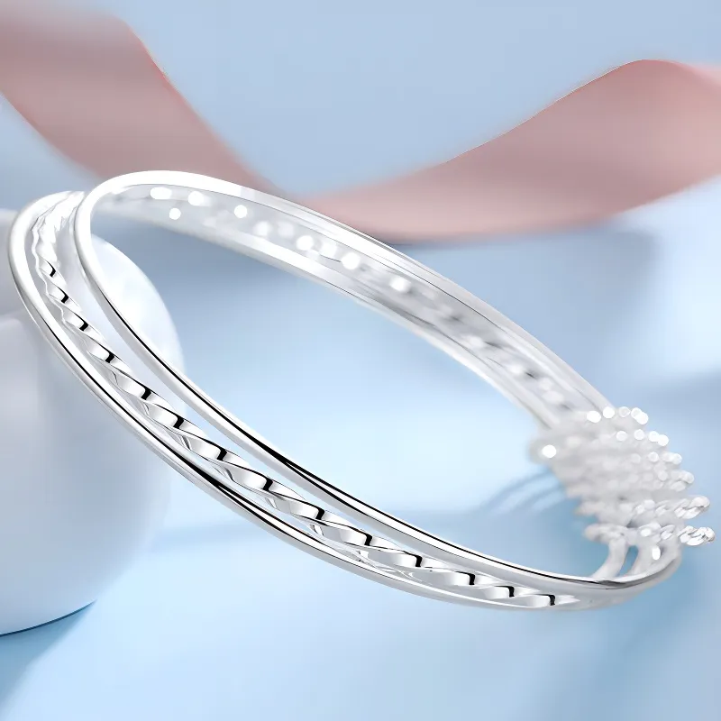 Bear Silversmith 999 Fine Silver Sterling Silver Bangle Women's-1