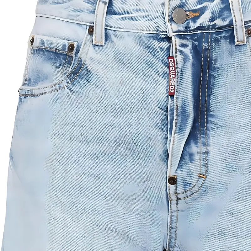 DSQUARED 2 Logo Patch Distressed Denim Shorts-2