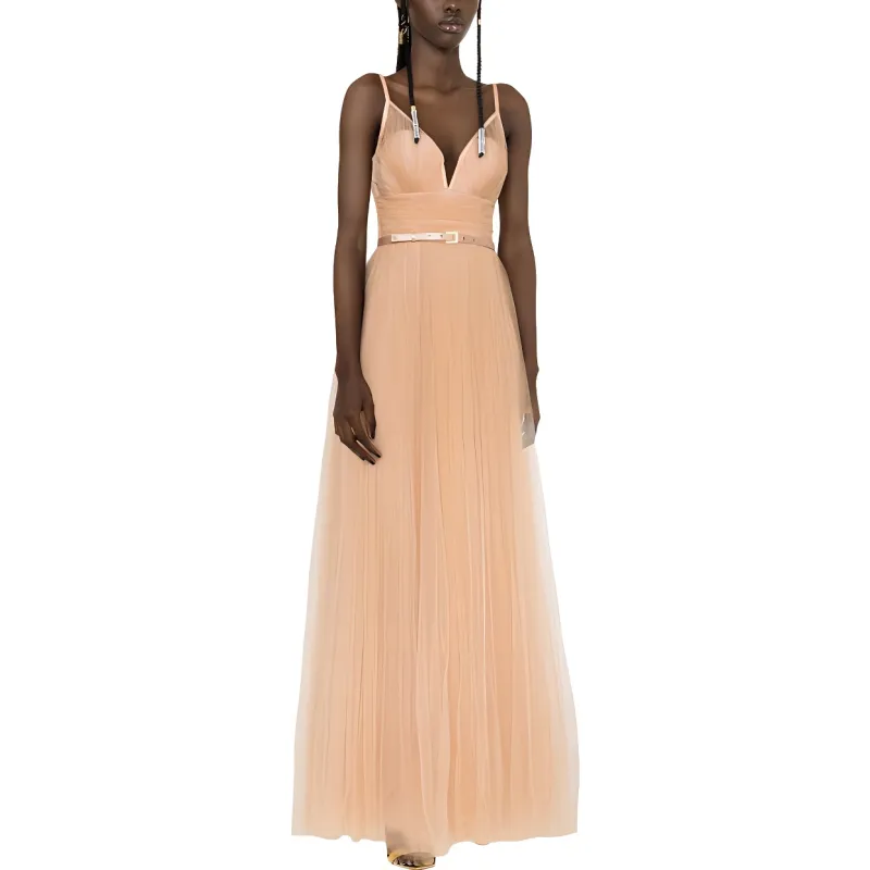 Elisabetta Franchi V-Neck Belted Maxi Dress-2