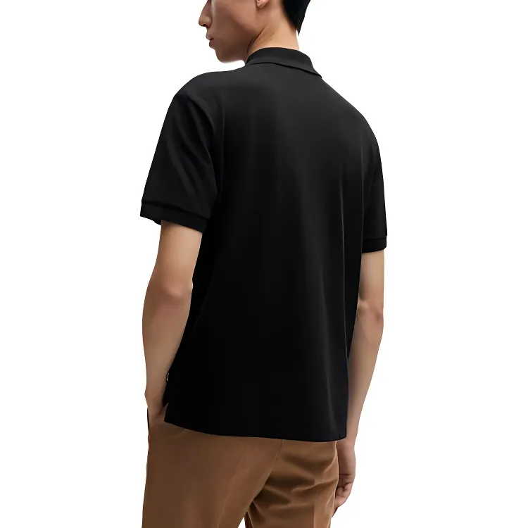 HUGO BOSS FW23 Mercerized Cotton Shirt With Special Artwork Polo Shirt Men's Black-2