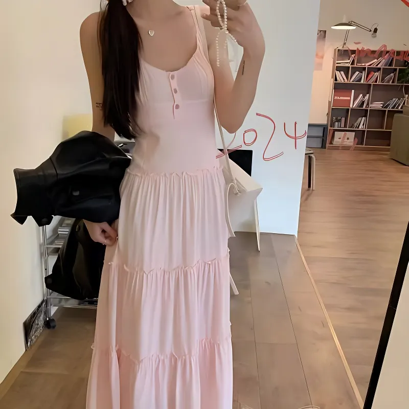 ORIASTAR Slip Dresses Women's Pink-4
