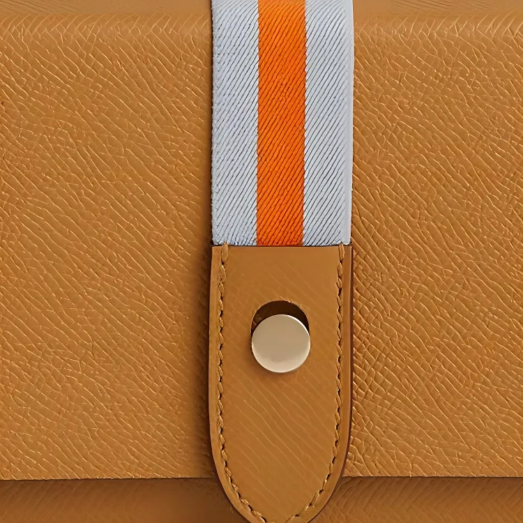 HERMES Calfskin With Crocodile Leather Clutch Women's Light Brown-1