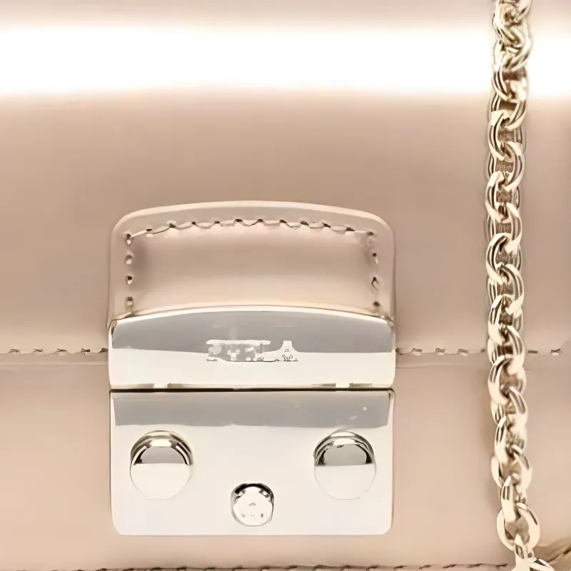 Furla Patent Leather Calfskin Shoulder Bag Crossbody Bag Mini Unisex Gold-2