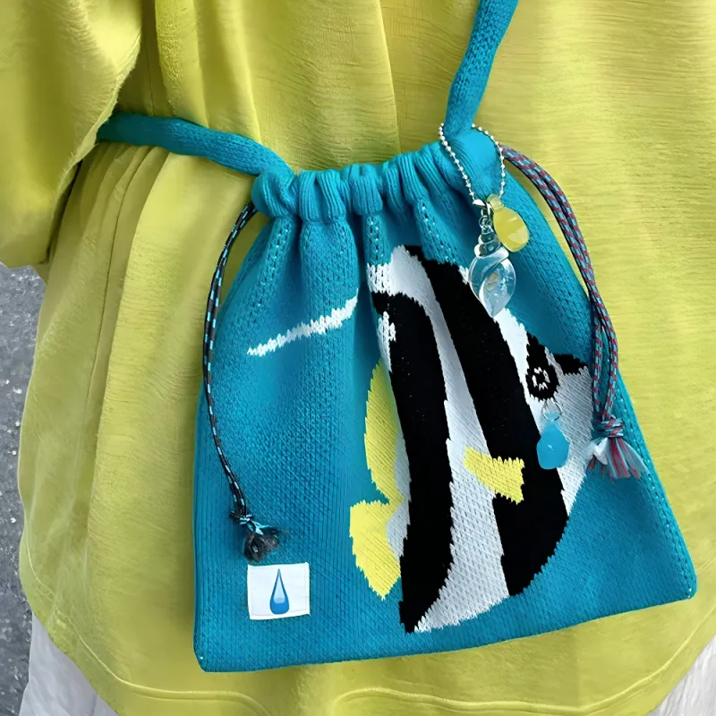 Crying Center Fabric Crossbody Bags Unisex Lake Blue-4