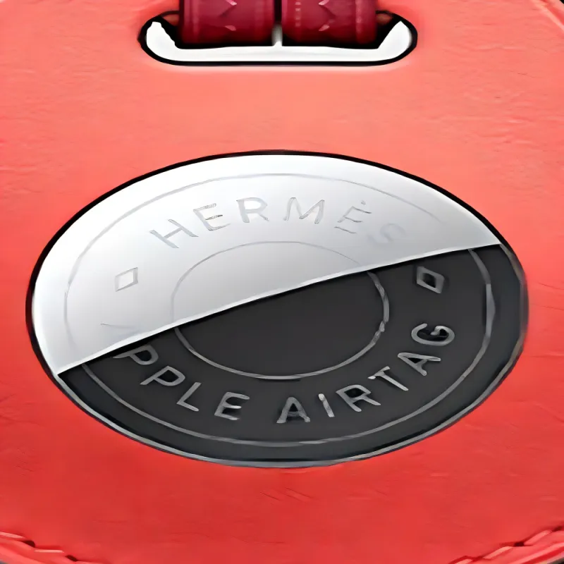 HERMES Apple AirTag Swift Leather Bag Accessory Unisex Rose Texas & Pepper Red-3